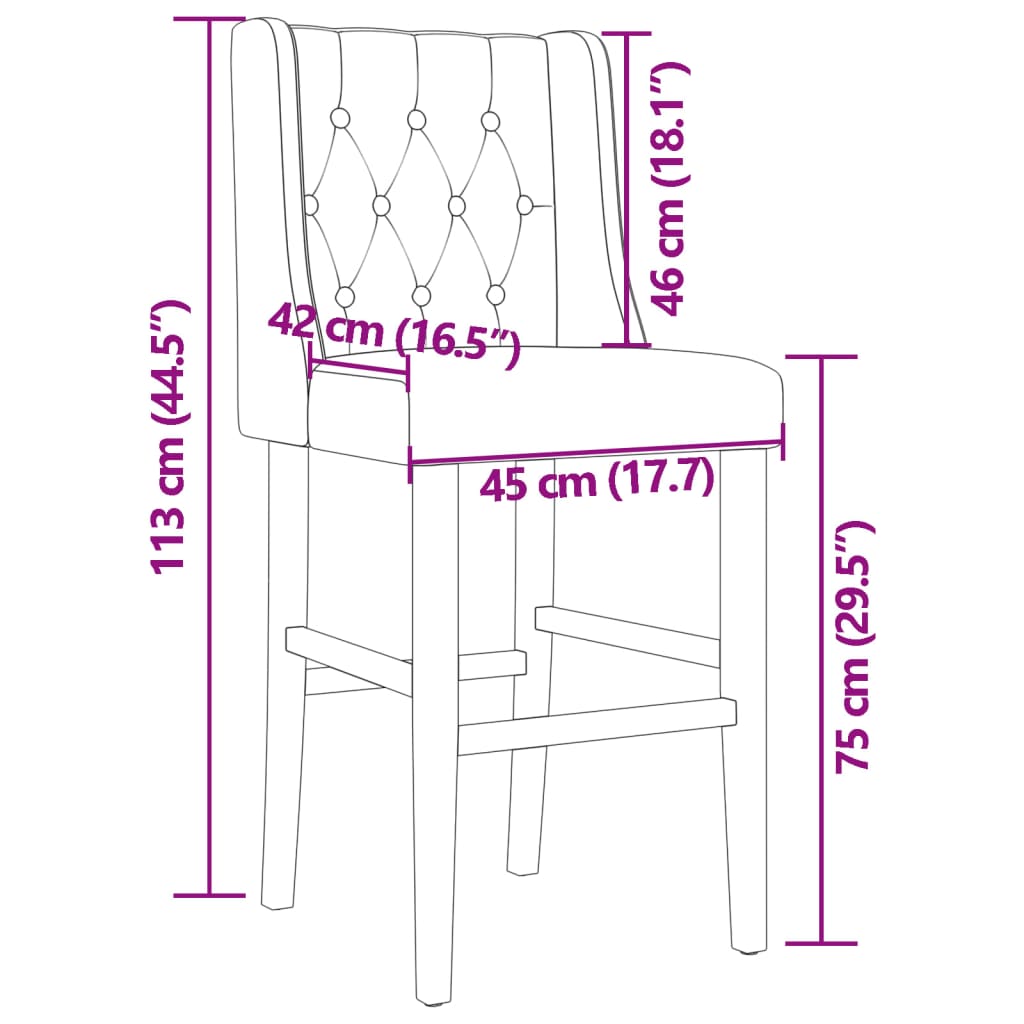 Barstühle 2 Stk. Massivholz Gummibaum und Stoff