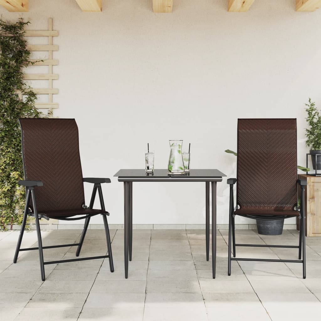 Gartenstühle 2 Stk. Klappbar Braun Poly Rattan