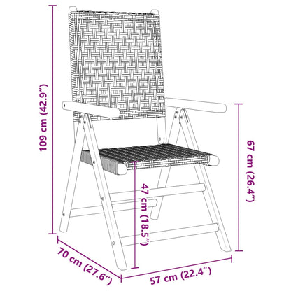 Gartenstuhl Verstellbar 6 Stk. Schwarz Poly Rattan Massivholz