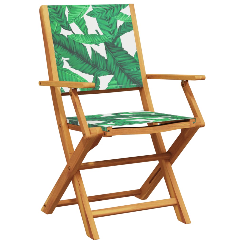 Chaises de jardin 8 pcs pliables tissu vert et bois massif