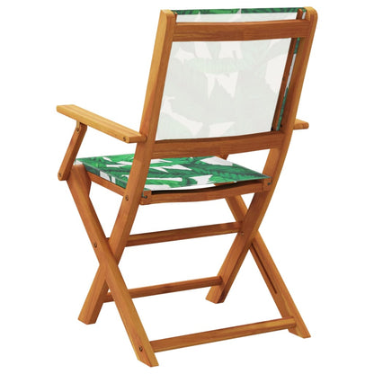 Chaises de jardin 8 pcs pliables tissu vert et bois massif