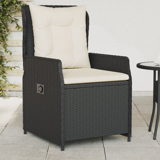 Fauteuils de jardin 2 pcs réglables en poly rotin noir