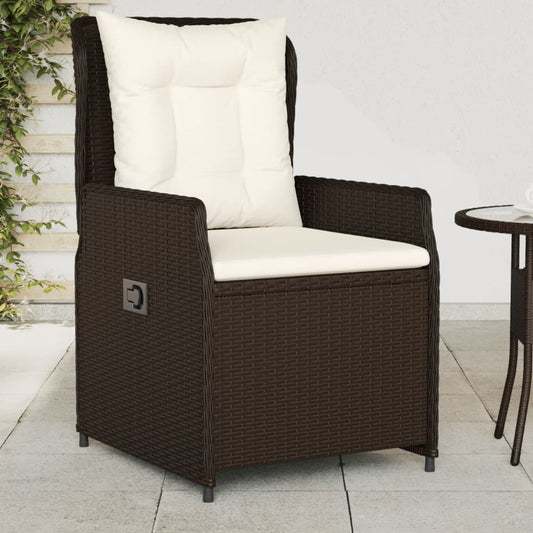 Fauteuils de jardin 2 pcs réglables en poly rotin marron