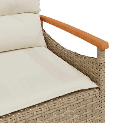 Banc de jardin avec coussins 116x62,5x74 cm poly rotin beige