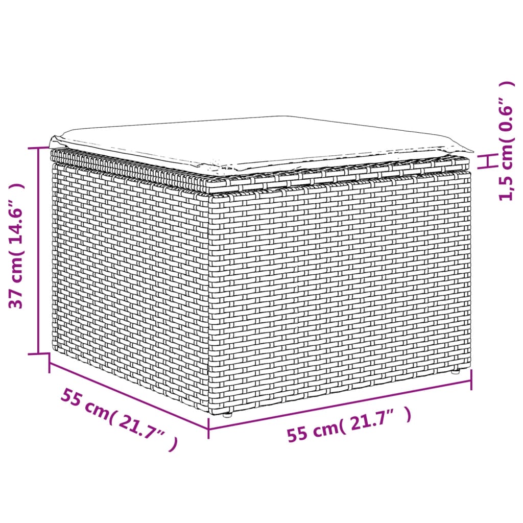 4-tlg. Garten-Sofagarnitur mit Kissen Hellgrau Poly Rattan