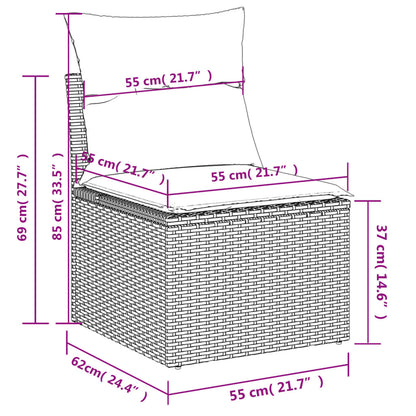 5-tlg. Garten-Sofagarnitur mit Kissen Beige Poly Rattan