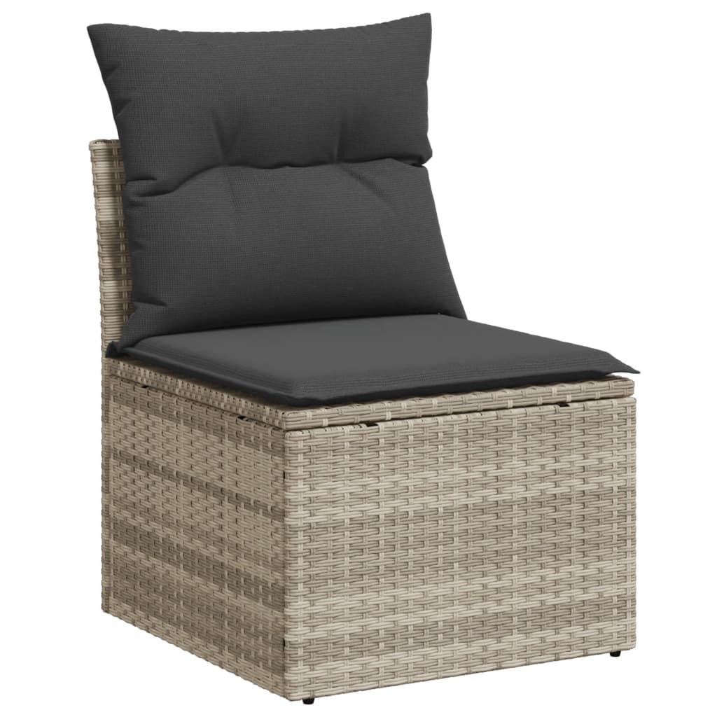 3-tlg. Garten-Sofagarnitur mit Kissen Hellgrau Poly Rattan