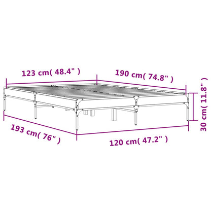 Bettgestell Sonoma-Eiche 120x190 cm Holzwerkstoff und Metall