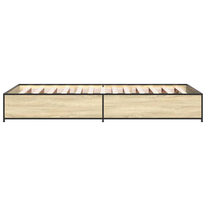 Bettgestell Sonoma-Eiche 100x200 cm Holzwerkstoff und Metall