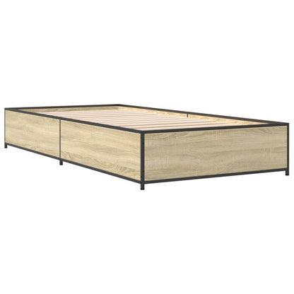 Bettgestell Sonoma-Eiche 100x200 cm Holzwerkstoff und Metall