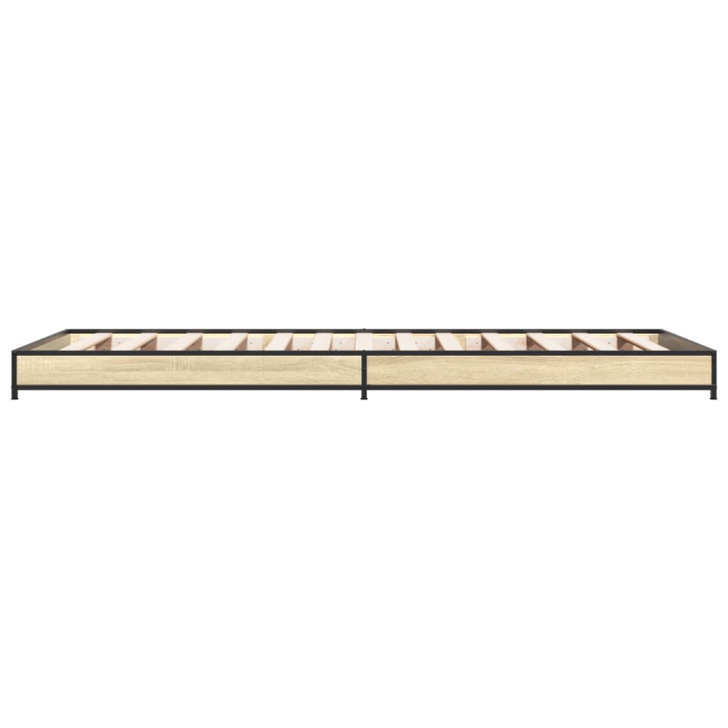 Bettgestell Sonoma-Eiche 100x200 cm Holzwerkstoff und Metall