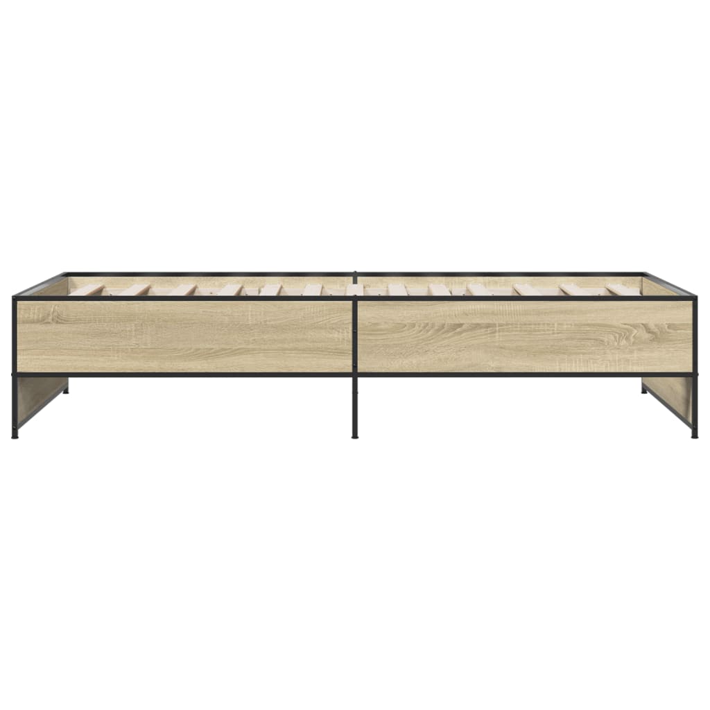 Bettgestell Sonoma-Eiche 100x200 cm Holzwerkstoff und Metall