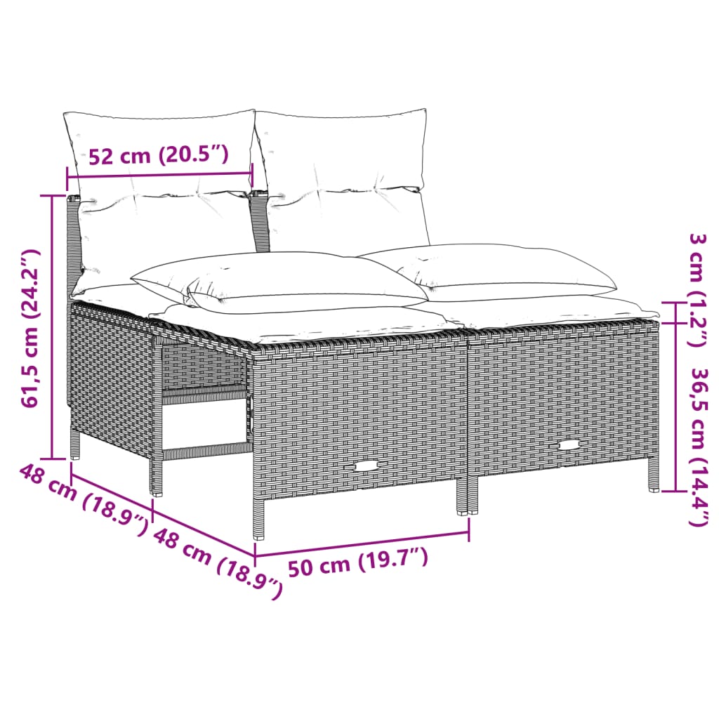 5-tlg. Garten-Sofagarnitur mit Kissen Hellgrau Poly Rattan