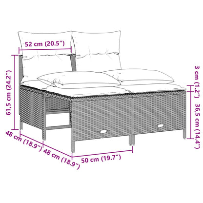 5-tlg. Garten-Sofagarnitur mit Kissen Hellgrau Poly Rattan