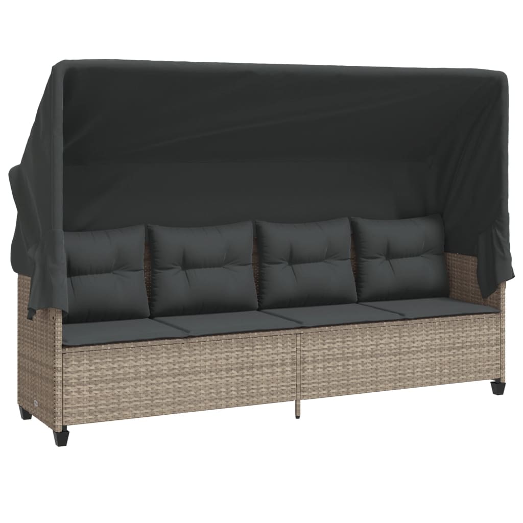 5-tlg. Garten-Sofagarnitur mit Kissen Hellgrau Poly Rattan