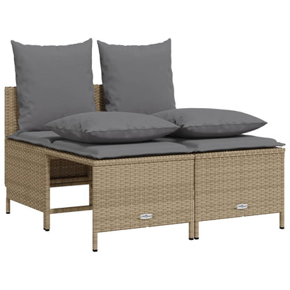 5-tlg. Garten-Sofagarnitur mit Kissen Beige Poly Rattan