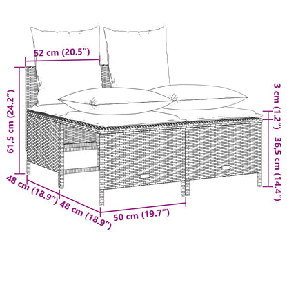 5-tlg. Garten-Sofagarnitur mit Kissen Beige Poly Rattan