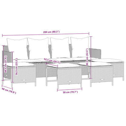 5-tlg. Garten-Sofagarnitur mit Kissen Beige Poly Rattan