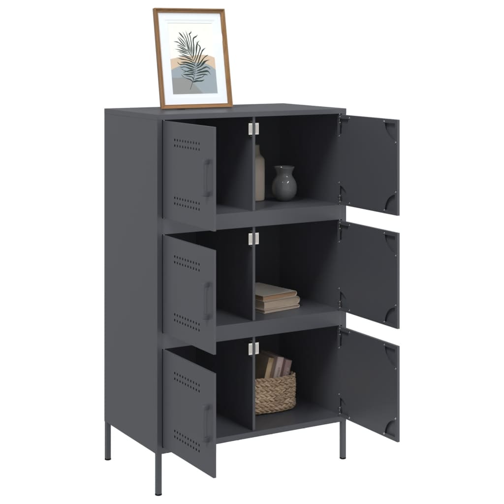 Buffet haut anthracite 68x39x113 cm en acier