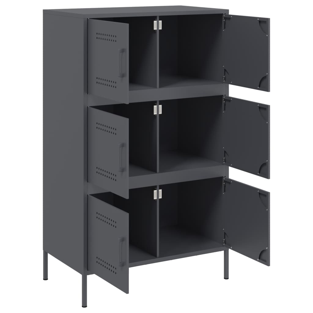 Buffet haut anthracite 68x39x113 cm en acier