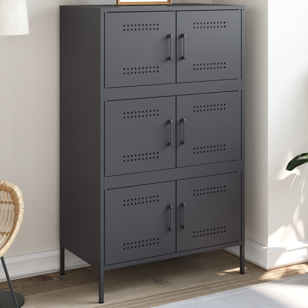 Buffet haut anthracite 68x39x113 cm en acier