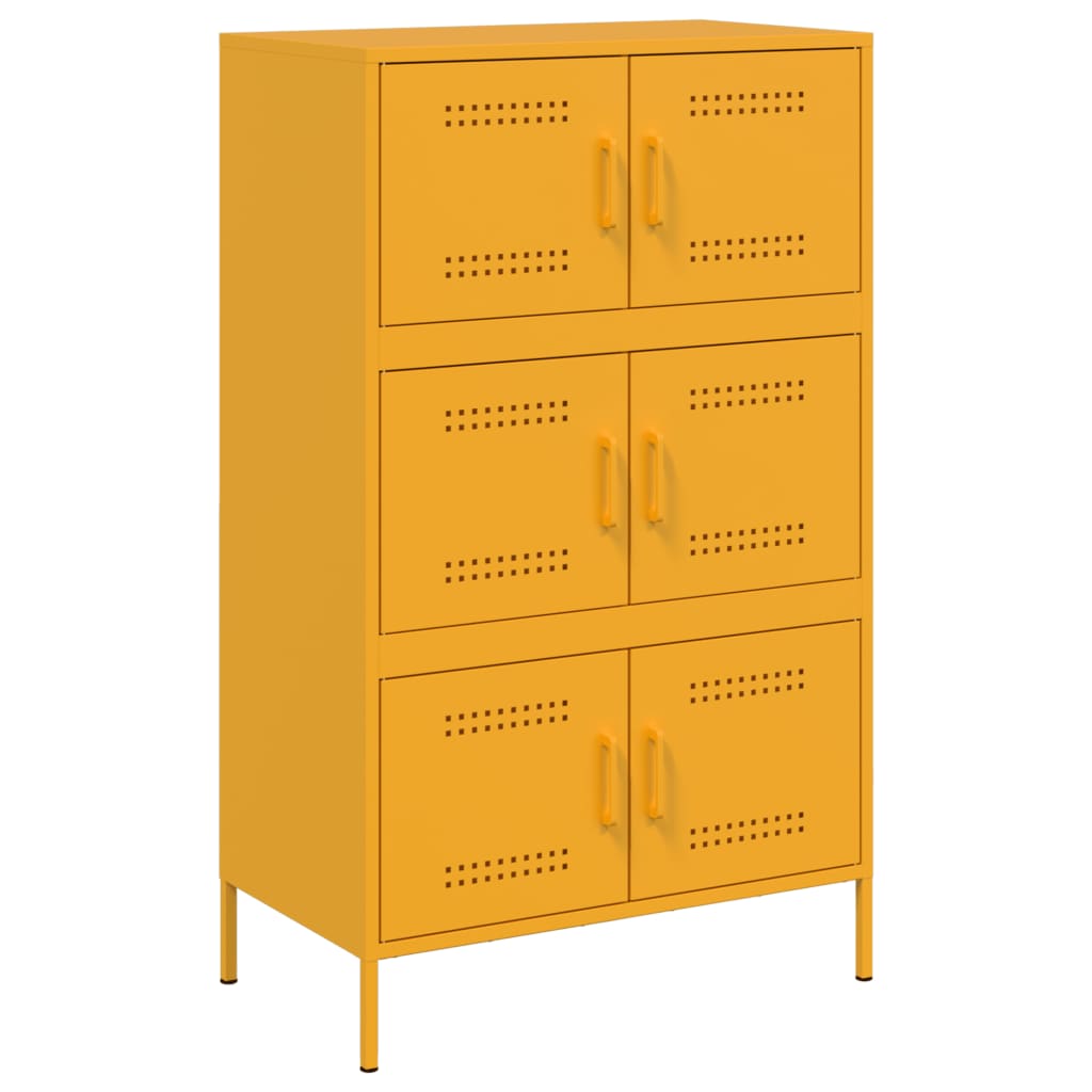 Buffet haut jaune moutarde 68x39x113 cm en acier