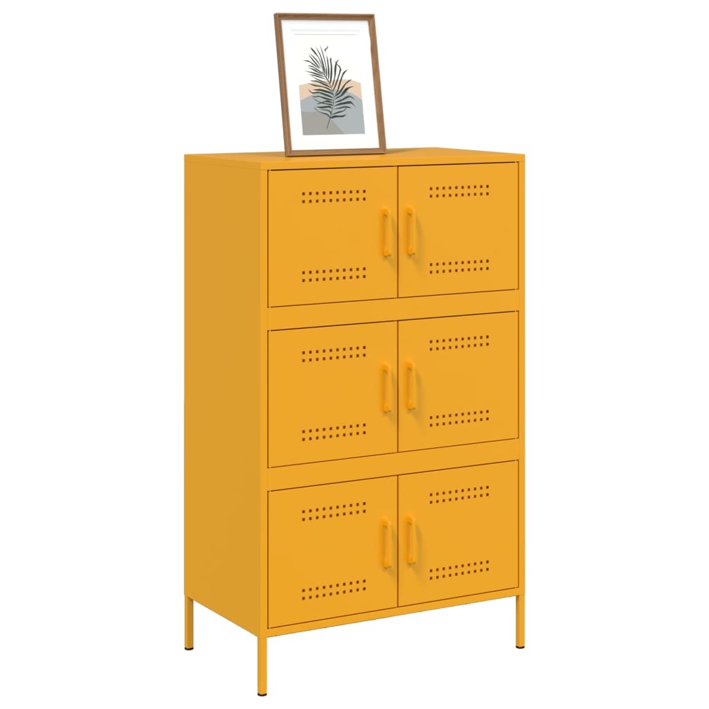 Buffet haut jaune moutarde 68x39x113 cm en acier