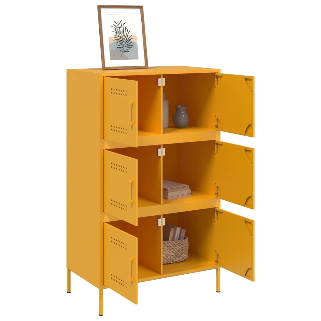 Buffet haut jaune moutarde 68x39x113 cm en acier