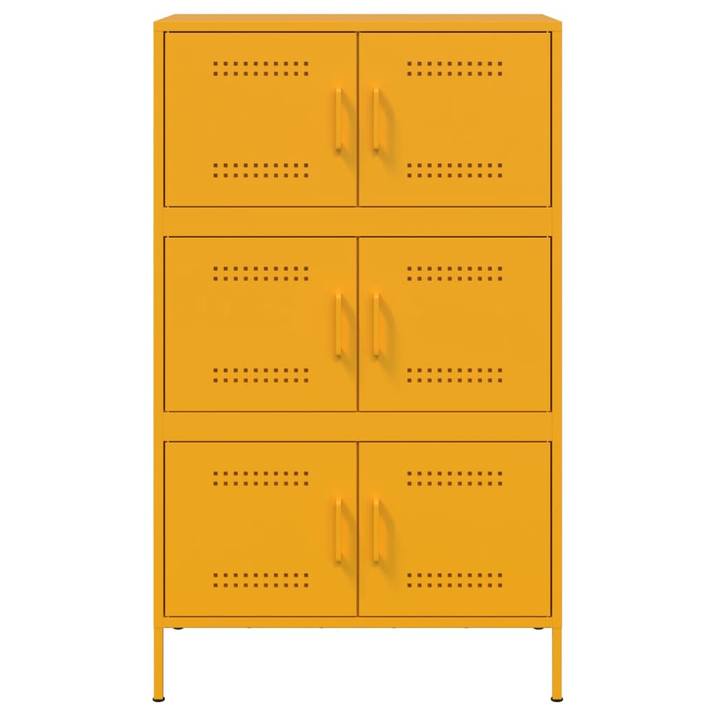 Buffet haut jaune moutarde 68x39x113 cm en acier