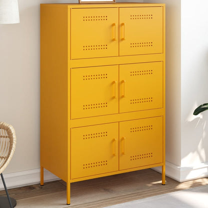 Buffet haut jaune moutarde 68x39x113 cm en acier