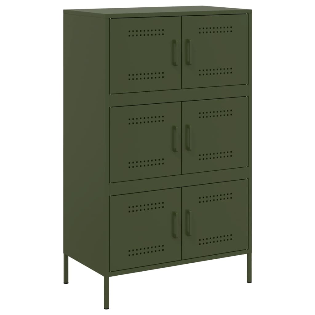 Buffet haut vert olive 68x39x113 cm en acier