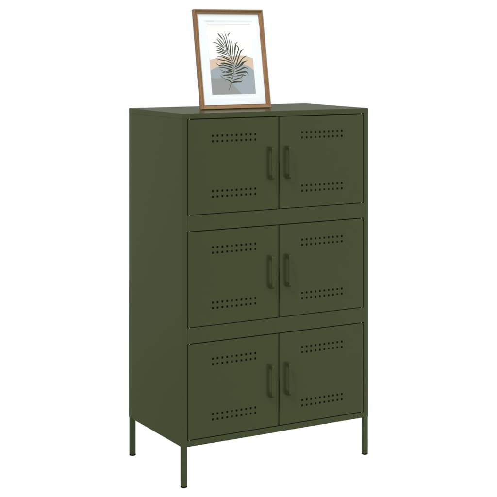 Buffet haut vert olive 68x39x113 cm en acier