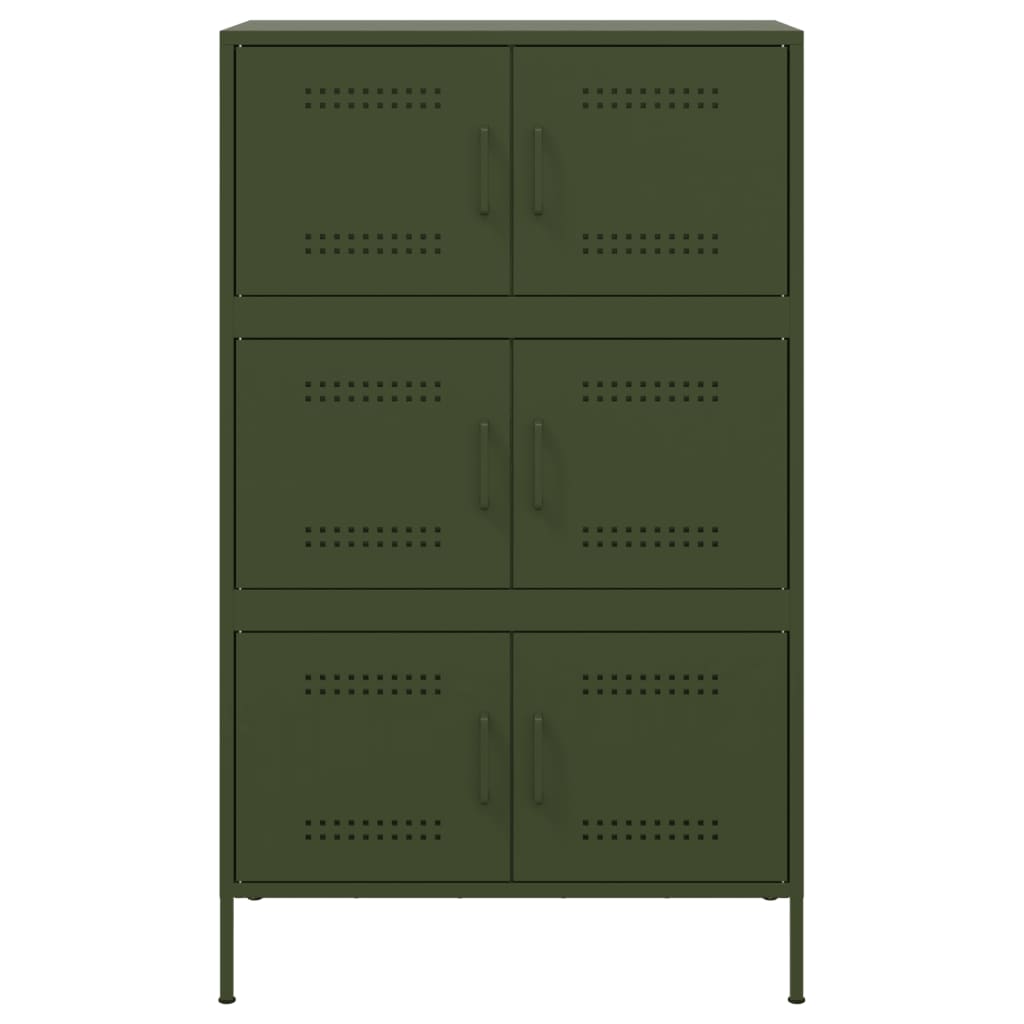 Buffet haut vert olive 68x39x113 cm en acier