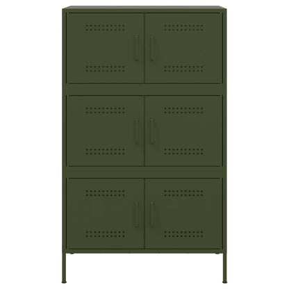 Buffet haut vert olive 68x39x113 cm en acier