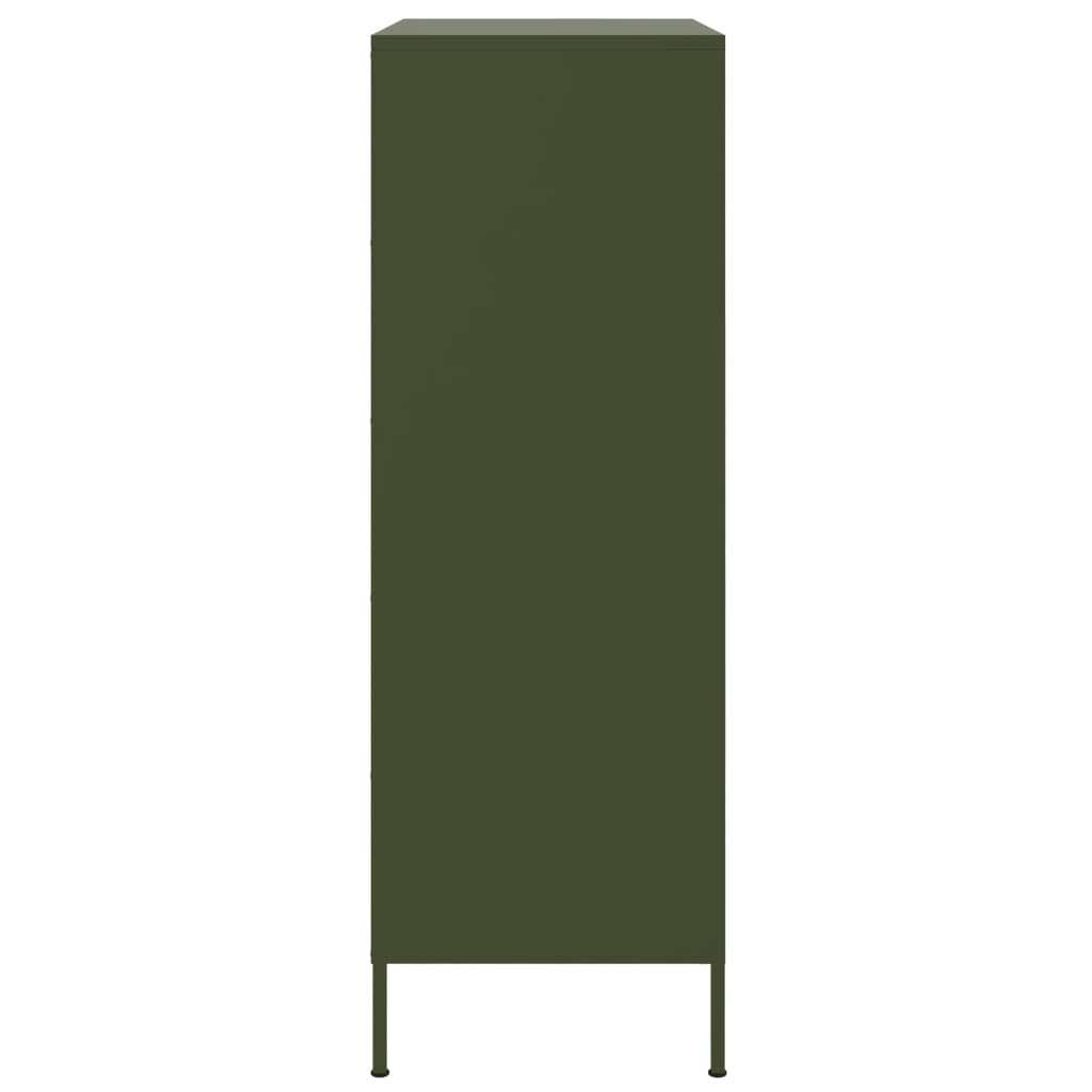 Buffet haut vert olive 68x39x113 cm en acier