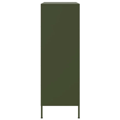 Buffet haut vert olive 68x39x113 cm en acier