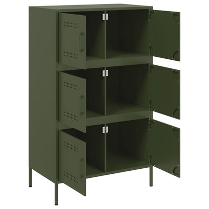 Buffet haut vert olive 68x39x113 cm en acier