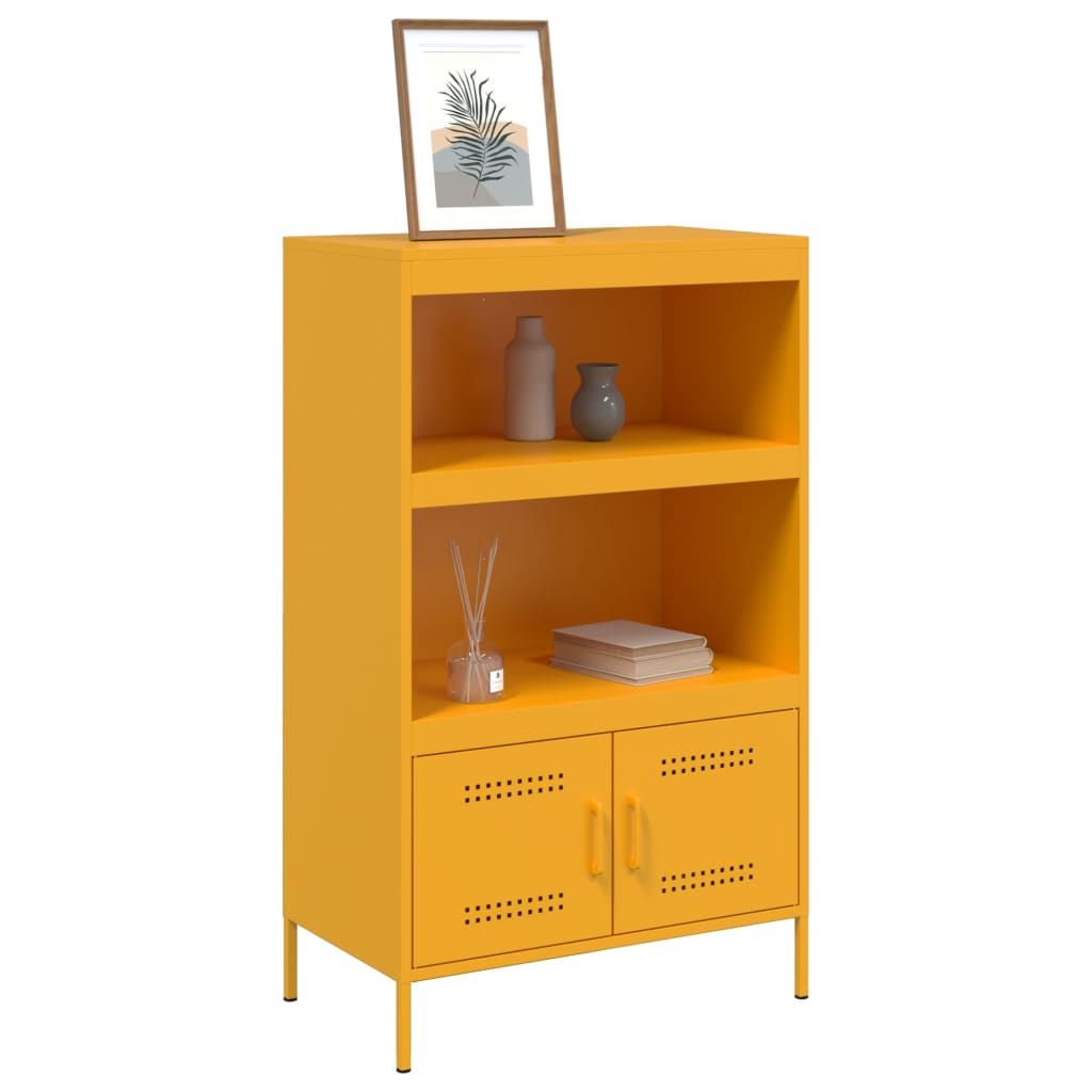 Buffet haut jaune moutarde 68x39x113 cm en acier