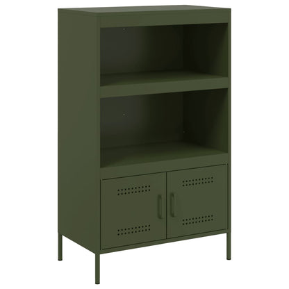 Buffet haut vert olive 68x39x113 cm en acier