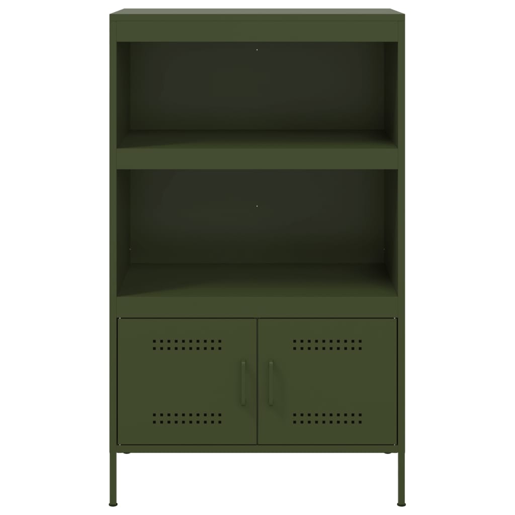 Buffet haut vert olive 68x39x113 cm en acier