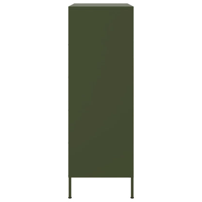 Buffet haut vert olive 68x39x113 cm en acier