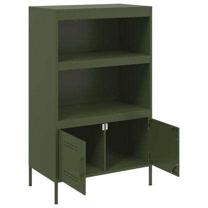 Buffet haut vert olive 68x39x113 cm en acier