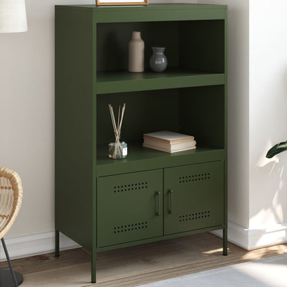 Buffet haut vert olive 68x39x113 cm en acier