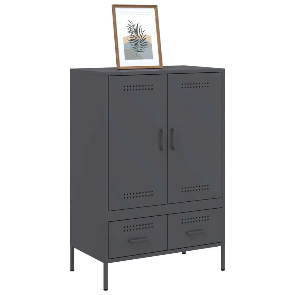 Buffet haut anthracite 68x39x101,5 cm en acier laminé à froid