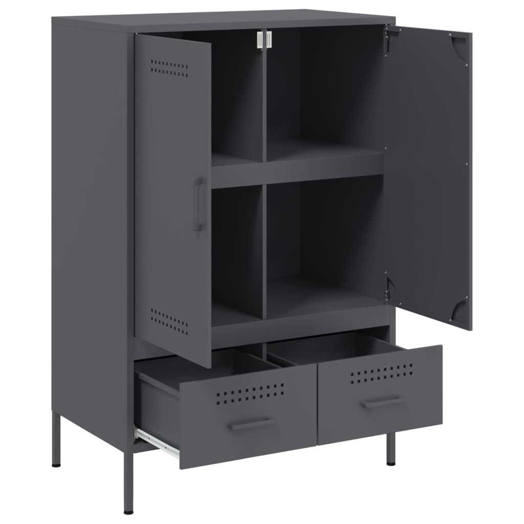 Buffet haut anthracite 68x39x101,5 cm en acier laminé à froid