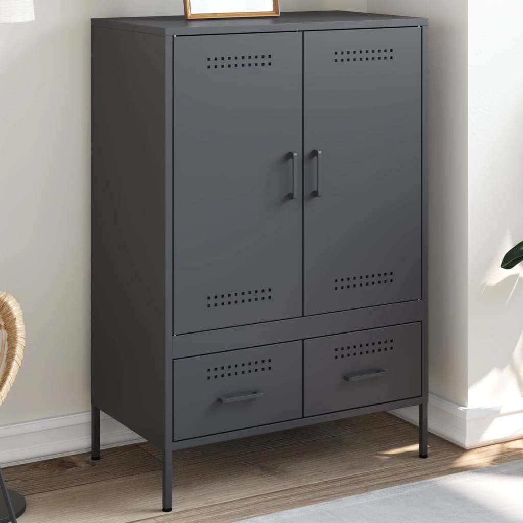 Buffet haut anthracite 68x39x101,5 cm en acier laminé à froid