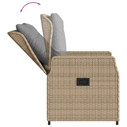 3-tlg. Bistro-Set mit Kissen Beige Poly Rattan