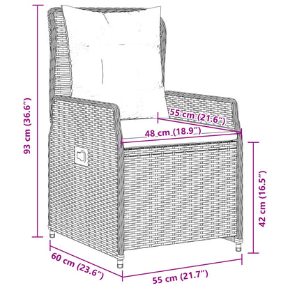 3-tlg. Bistro-Set mit Kissen Beige Poly Rattan