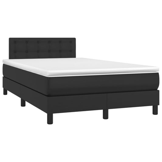 Boxspringbett mit Matratze & LED Schwarz 120x190 cm Kunstleder