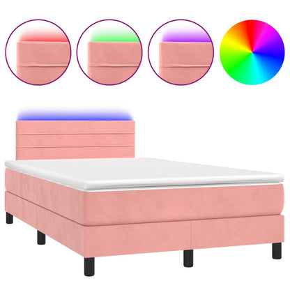 Boxspringbett mit Matratze & LED Rosa 120x190 cm Samt